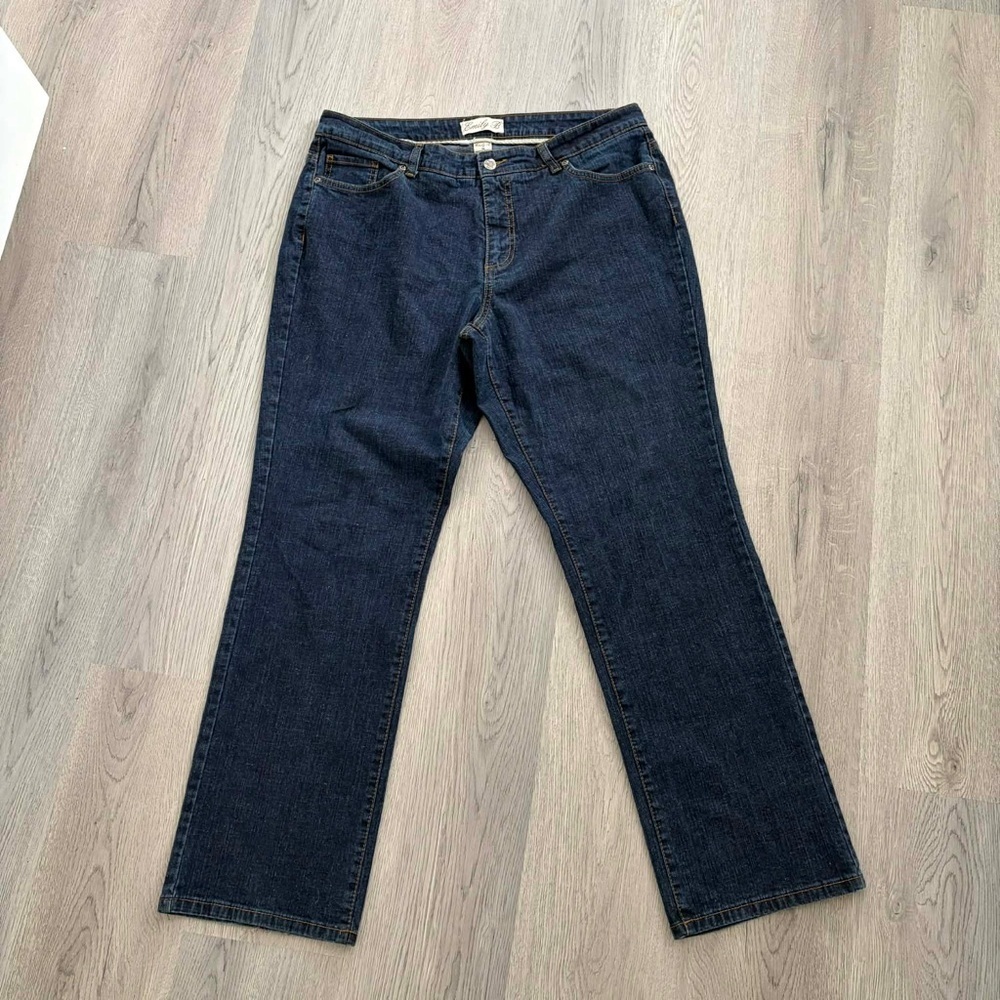 Emily B by Emily Bustamante Classic Straight-Leg Jeans Dark Blue Chic Cotton 16 - Picture 2 of 6